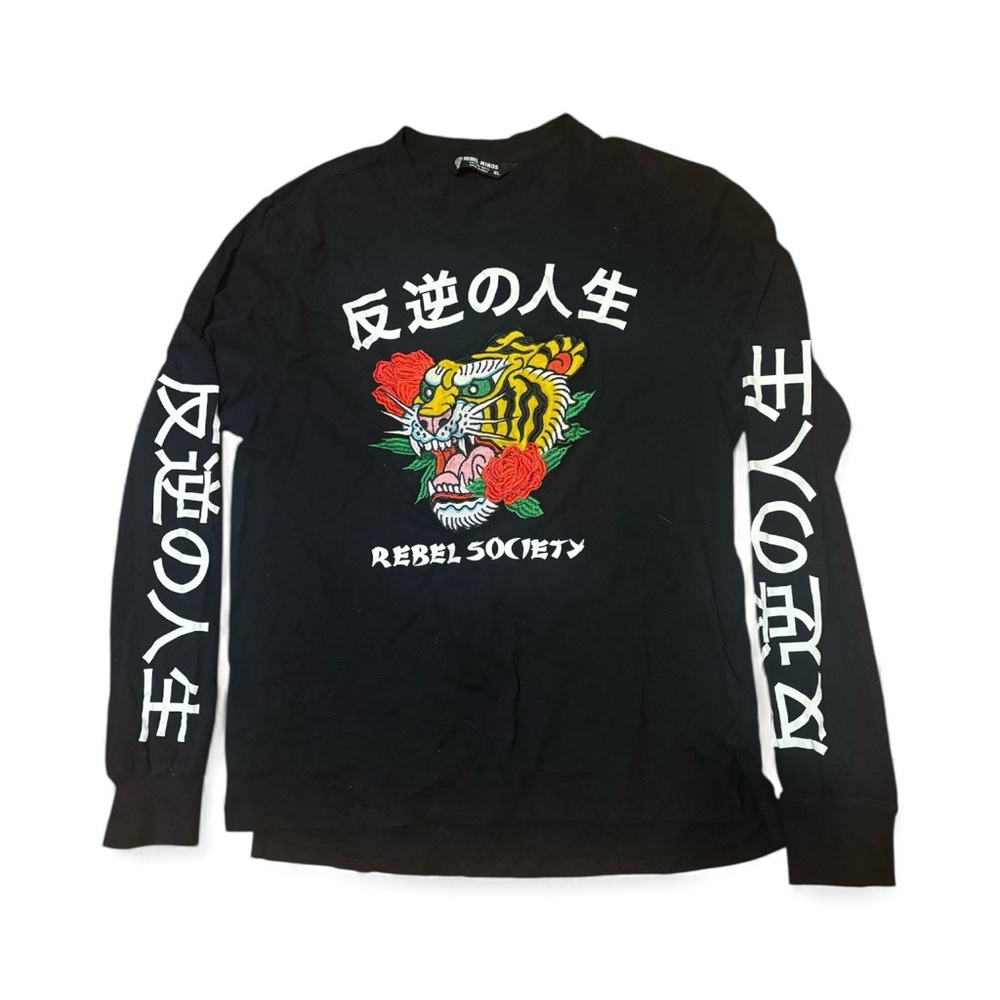 Rebel Society Black Graphic Long Sleeve Shirt Size XL